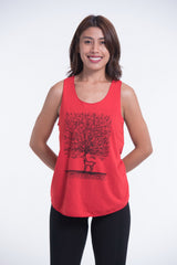 Super Soft Cotton Womens Bambi Tree Tank Top in Red