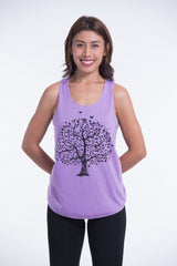 Super Soft Cotton Womens Tree Tank Top in Violet