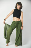 Wholesale Women's Thai Harem Double Layers Palazzo Pants in Solid Green - $10.20