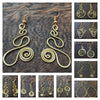 Assorted set of 10 Thailand Hill Tribe Hand Made Brass Dangle Earrings