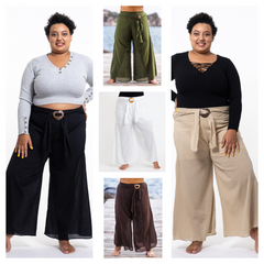 Assorted set of 5 Plus Size Women's Thai Harem Palazzo Pants in Solid Color