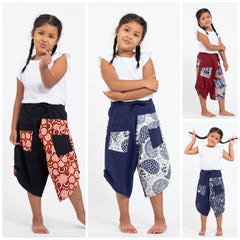 Assorted set of 5 Two Tone Spirals Prints Kids Three Quarter Pants