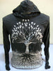 Sure Design Unisex Tree of Life Hoodie Silver on Black