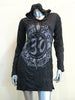 Sure Design Women's Infinitee Ohm Hoodie Dress Silver on Black