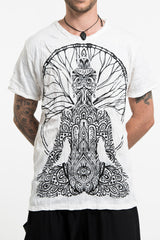 Sure Design Men's Hamsa Meditation T-Shirt White