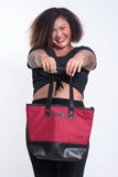 Wholesale Upcycled Tote Bag Rubber Canvas Red - $22.50