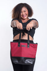 Upcycled Tote Bag Rubber Canvas Red