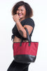 Upcycled Tote Bag Rubber Canvas Red