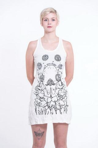 Sure Design Womens Octopus Chakras Tank Dress White