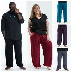 Assorted Set of 5 Plus Size Solid Color Spandex Cotton Harem Pants