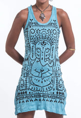 Sure Design Women's Shanti Ganesha Tank Dress Turquoise