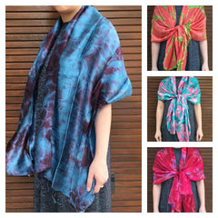 Assorted set of 10 Fair Trade Hand Made Tie dye Silk Scarf