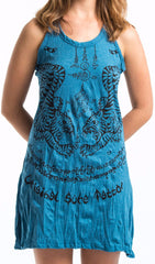Sure Design Women's Thai Tattoo Tank Dress Denim Blue