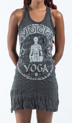 Sure Design Women's Infinitee Yoga Stamp Tank Dress Silver on Black