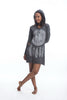 Sure Design Women's Dreamcatcher Hoodie Dress Silver on Black