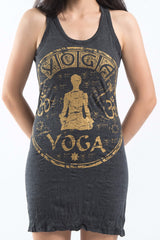 Sure Design Women's Infinitee Yoga Stamp Tank Dress Gold on Black