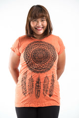 Plus Size Sure Design Women's Dreamcatcher T-Shirt Orange