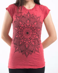 Sure Design Women's Lotus Mandala T-Shirt Red