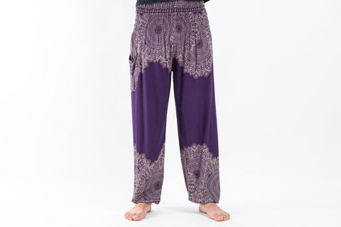 Floral Mandalas Unisex Harem Pants in Purple