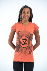 Sure Design Women's Ohm and Koi fish T-Shirt Orange