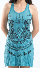Sure Design Women's Thai Tattoo Tank Dress Turquoise