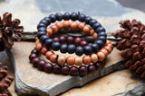 Wholesale Assorted set of 3 Thai Wooden Mala Bead Elastic Bracelets - $8.00