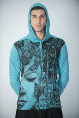 Sure Design Unisex Butterfly Buddha Hoodie Turquoise