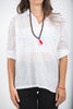 Unisex Long Sleeve Cotton Yoga Shirt with V Neck Collar in White