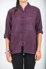 Unisex Long Sleeve Cotton Yoga Shirt with Chinese Collar in Dark Purple