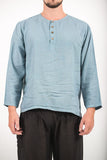 Wholesale Unisex Long Sleeve Cotton Yoga Shirt with Coconut Shell Buttons in Aqua - $9.00