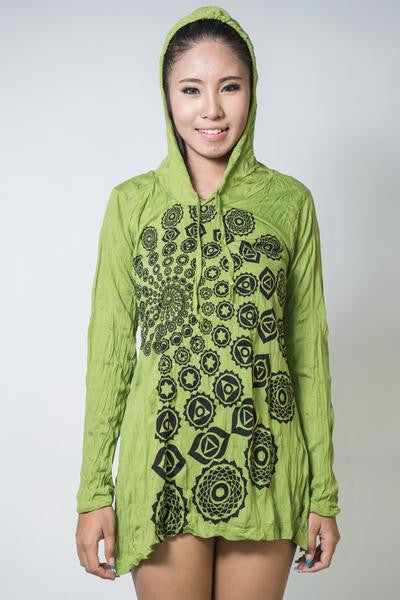 Sure Design Women's Chakra Fractal Hoodie Dress Lime Sure Design Women's Chakra Fractal Hoodie Dress Lime
