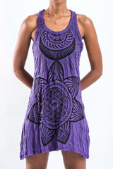 Sure Design Women's Sacred Geometry Mandala Tank Dress Purple