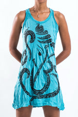 Sure Design Women's Abstrack Ganesha Tank Dress Turquoise
