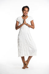 Sure Design Womens Solid V Neck Tee Dress White