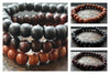 Assorted set of 3 Thai Wooden Mala Bead Elastic Bracelets