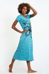 Sure Design Womens Octopus V Neck Tee Dress Turquoise