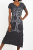 Sure Design Womens Om Tree V Neck Tee Dress Silver on Black
