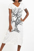Sure Design Womens Om Tree V Neck Tee Dress White