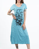Wholesale Sure Design Womens Ganesh Chakra V Neck Long Dress in Turquoise - $9.00