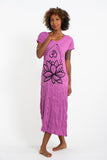 Wholesale Sure Design Womens Lotus Om V Neck Tee Dress Pink - $10.00