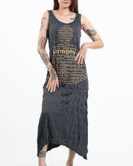 Sure Design Womens Harmony Long Tank Dress in Gold on Black