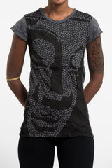 Sure Design Women's Big Buddha Face T-Shirt Black