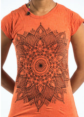 Sure Design Women's Lotus Mandala T-Shirt Orange