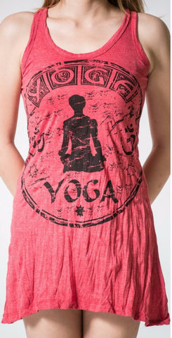 Sure Design Women's Infinitee Yoga Stamp Tank Dress Red