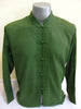 Unisex Long Sleeve Cotton Yoga Shirt with Chinese Collar in Olive