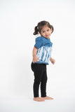 Wholesale Unisex Kids Indigo Tie Dye Vertical Stripes T-shirt - $6.80