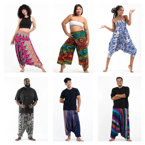 Unisex Drop Crotch Harem Pants and Jumpsuits
