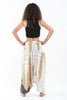 Peacock Feathers Drop Crotch Harem Pants in White