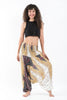 Peacock Feathers Drop Crotch Harem Pants in White
