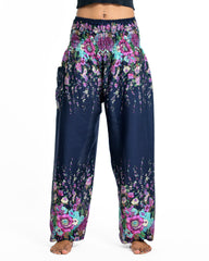 Floral Unisex Harem Pants in Blue